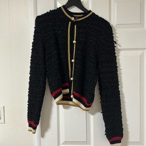 Gucci Tweed black cardigan with pearl buttons